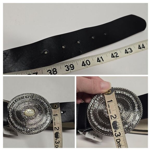 Chico\'s Black Embellished Boho Belt Rhinestones Buckle Size S/M Adjustable NWT main image 6